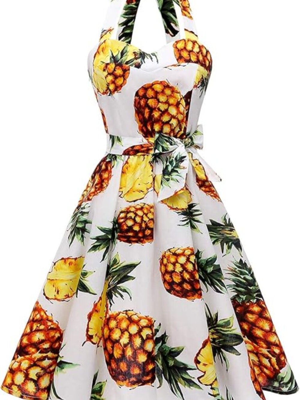 NWOT White Pineapple Print Sundress with Yellow and Green Accents